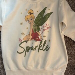 Gildan White Sweatshirt with Green and Red Tinkerbell Design